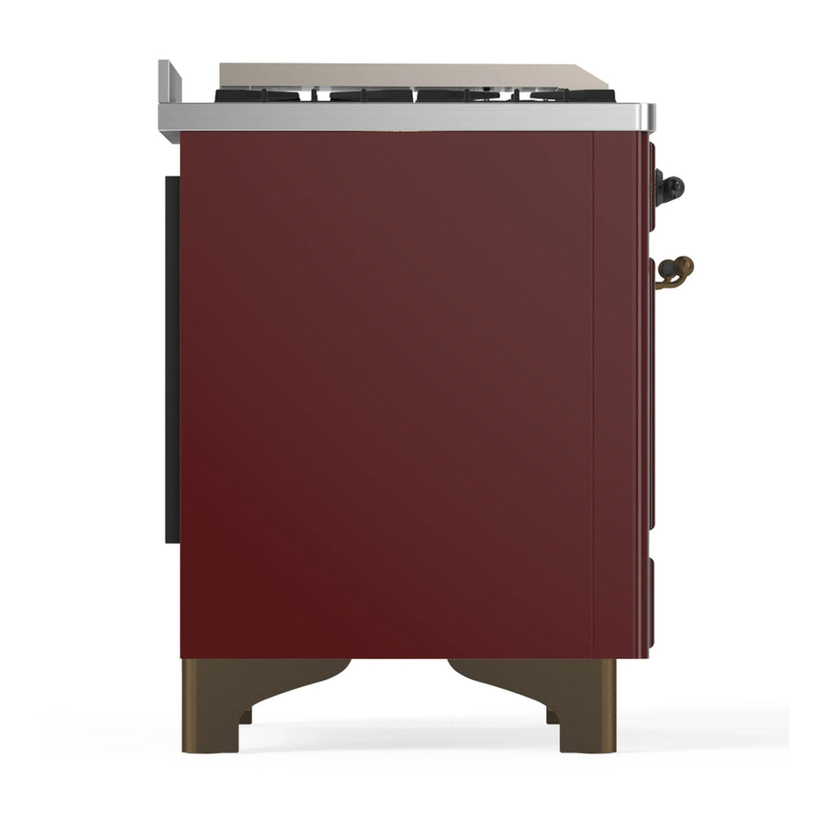 ILVE Majestic III 40-inch Dual Fuel Range with 5 Liquid Propane Burner, Griddle and Solid Door Electric Oven in Burgundy with Burnished Trim (UMD40FQNR3BUBLP)