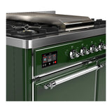 ILVE Majestic III 40-inch Dual Fuel Range with 5 Liquid Propane Burner, Griddle and Solid Door Electric Oven in Emerald Green with Chrome Trim (UMD40FQNR3EGCLP)