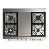 ILVE Majestic III 40-inch Dual Fuel Range with 5 Liquid Propane Burner, Griddle and Solid Door Electric Oven in Emerald Green with Brass Trim (UMD40FQNR3EGGLP)