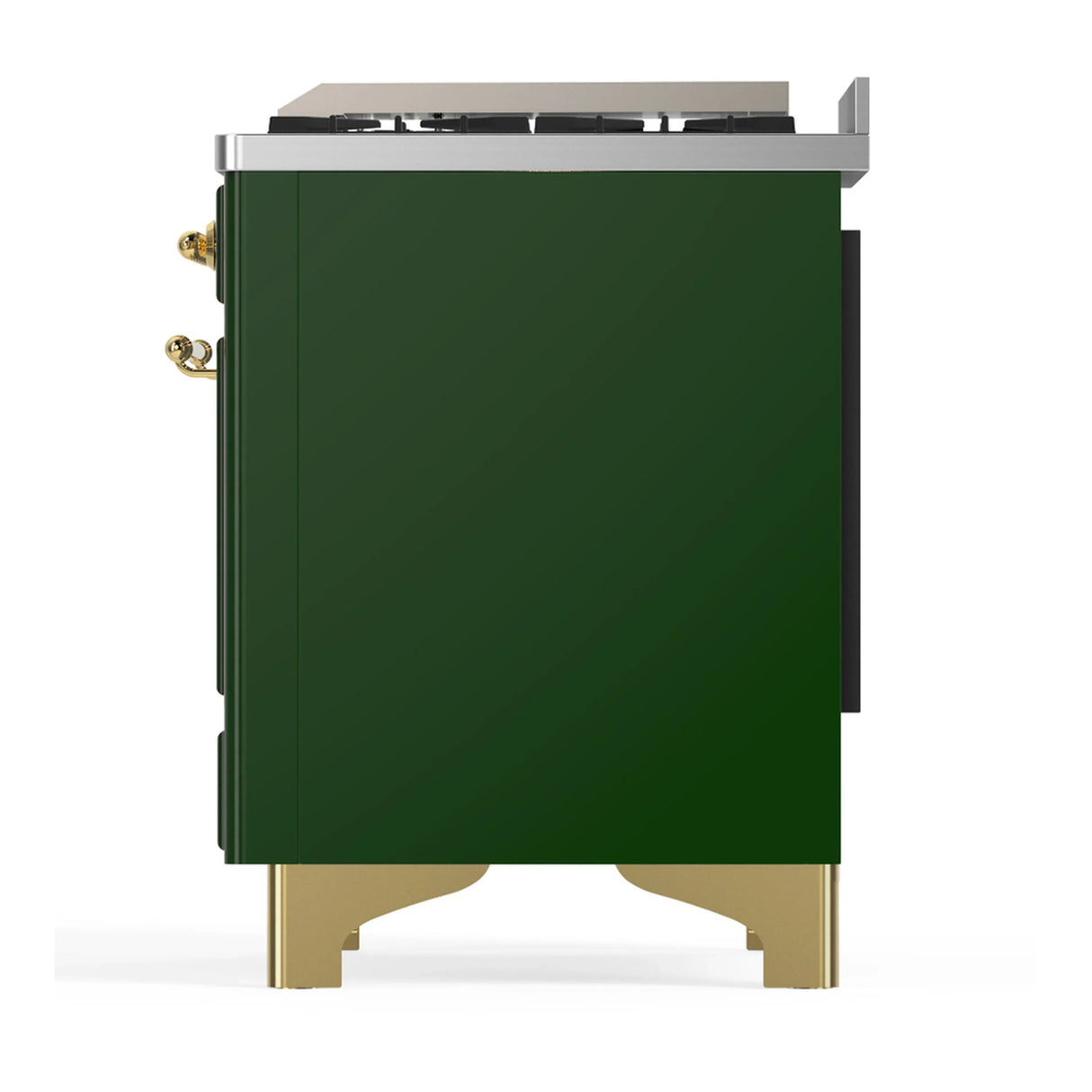 ILVE Majestic III 40-inch Dual Fuel Range with 5 Liquid Propane Burner, Griddle and Solid Door Electric Oven in Emerald Green with Brass Trim (UMD40FQNR3EGGLP)