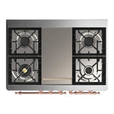 ILVE Majestic III 40-inch Dual Fuel Range with 6 Natural Gas Burner, Griddle and Solid Door Electric Oven in Emerald Green with Copper Trim (UMD40FQNR3EGP)