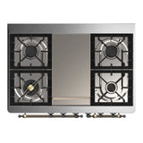 ILVE Majestic III 40-inch Dual Fuel Range with 5 Liquid Propane Burner, Griddle and Solid Door Electric Oven in Midnight Blue with Burnished Trim (UMD40FQNR3MBBLP)