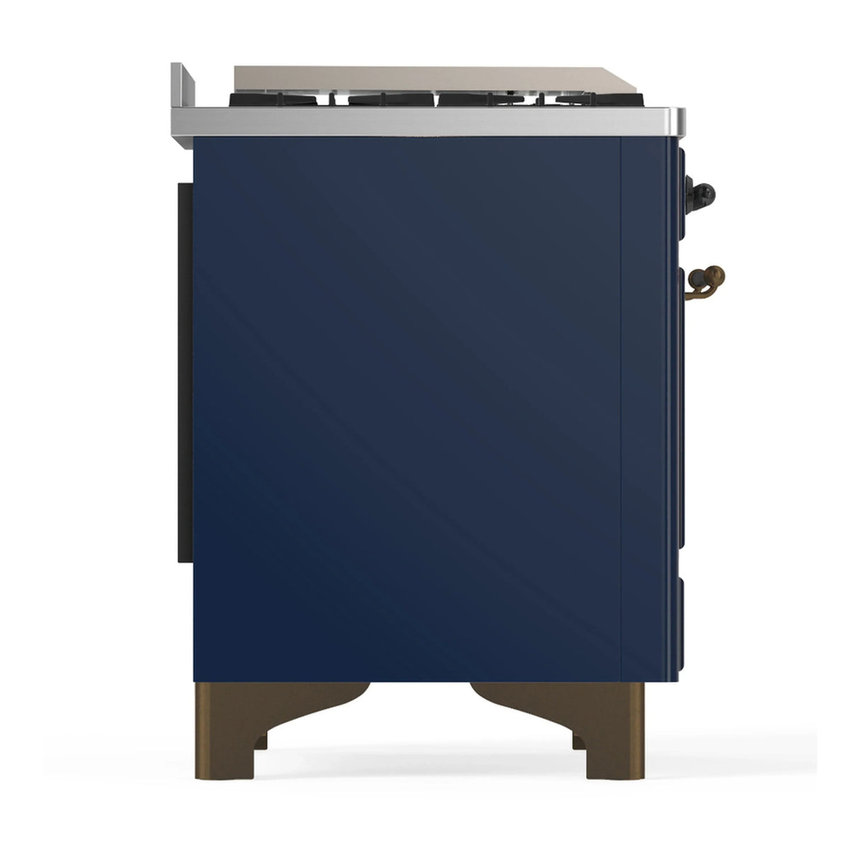 ILVE Majestic III 40-inch Dual Fuel Range with 5 Liquid Propane Burner, Griddle and Solid Door Electric Oven in Midnight Blue with Burnished Trim (UMD40FQNR3MBBLP)