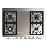 ILVE Majestic III 40-inch Dual Fuel Range with 6 Natural Gas Burner, Griddle and Solid Door Electric Oven in Midnight Blue with Chrome Trim (UMD40FQNR3MBC)