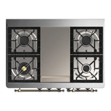 ILVE Majestic III 40-inch Dual Fuel Range with 6 Natural Gas Burner, Griddle and Solid Door Electric Oven in Graphite Matte with Burnished Trim (UMD40FQNR3MGB)