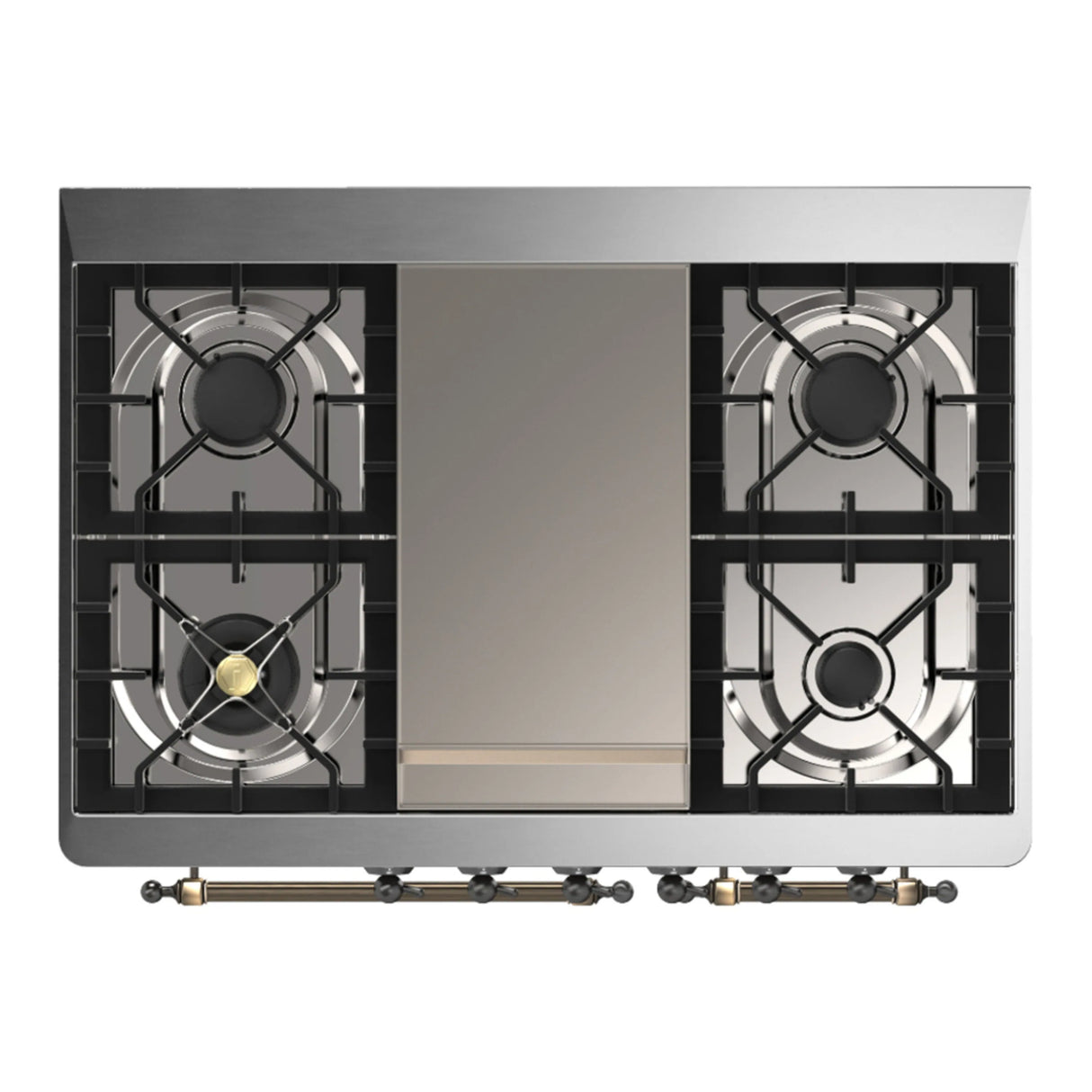 ILVE Majestic III 40-inch Dual Fuel Range with 5 Liquid Propane Burner, Griddle and Solid Door Electric Oven in Graphite Matte with Burnished Trim (UMD40FQNR3MGBLP)