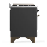 ILVE Majestic III 40-inch Dual Fuel Range with 6 Natural Gas Burner, Griddle and Solid Door Electric Oven in Graphite Matte with Burnished Trim (UMD40FQNR3MGB)