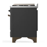 ILVE Majestic III 40-inch Dual Fuel Range with 6 Natural Gas Burner, Griddle and Solid Door Electric Oven in Graphite Matte with Burnished Trim (UMD40FQNR3MGB)