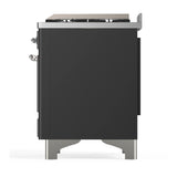 ILVE Majestic III 40-inch Dual Fuel Range with 5 Liquid Propane Burner, Griddle and Solid Door Electric Oven in Graphite Matte with Chrome Trim (UMD40FQNR3MGCLP)