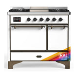 ILVE Majestic III 40-inch Dual Fuel Range with 5 Liquid Propane Burner, Griddle and Solid Door Electric Oven in RAL with Burnished Trim (UMD40FQNR3RABLP)