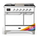 ILVE Majestic III 40-inch Dual Fuel Range with 5 Liquid Propane Burner, Griddle and Solid Door Electric Oven in RAL with Chrome Trim (UMD40FQNR3RACLP)