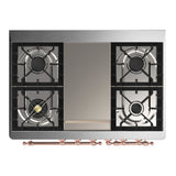 ILVE Majestic III 40-inch Dual Fuel Range with 6 Natural Gas Burner, Griddle and Solid Door Electric Oven in Stainless Steel with Copper Trim (UMD40FQNR3SSP)