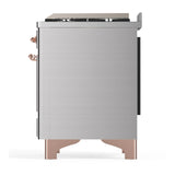 ILVE Majestic III 40-inch Dual Fuel Range with 6 Natural Gas Burner, Griddle and Solid Door Electric Oven in Stainless Steel with Copper Trim (UMD40FQNR3SSP)