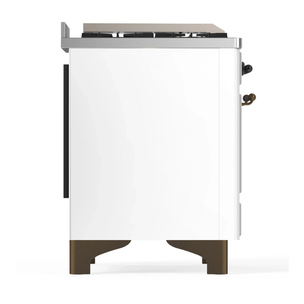 ILVE Majestic III 40-inch Dual Fuel Range with 5 Liquid Propane Burner, Griddle and Solid Door Electric Oven in White with Burnished Trim (UMD40FQNR3WHBLP)