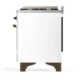 ILVE Majestic III 40-inch Dual Fuel Range with 5 Liquid Propane Burner, Griddle and Solid Door Electric Oven in White with Burnished Trim (UMD40FQNR3WHBLP)
