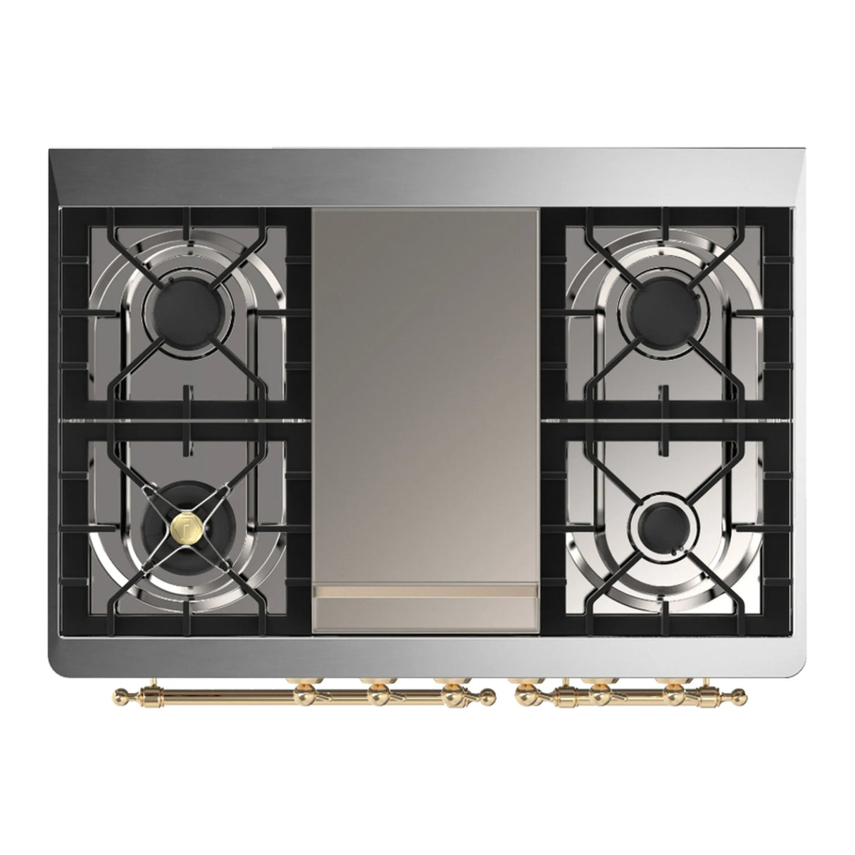 ILVE Majestic III 40-inch Dual Fuel Range with 5 Liquid Propane Burner, Griddle and Solid Door Electric Oven in White with Brass Trim (UMD40FQNR3WHGLP)