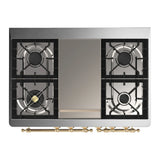 ILVE Majestic III 40-inch Dual Fuel Range with 5 Liquid Propane Burner, Griddle and Solid Door Electric Oven in White with Brass Trim (UMD40FQNR3WHGLP)