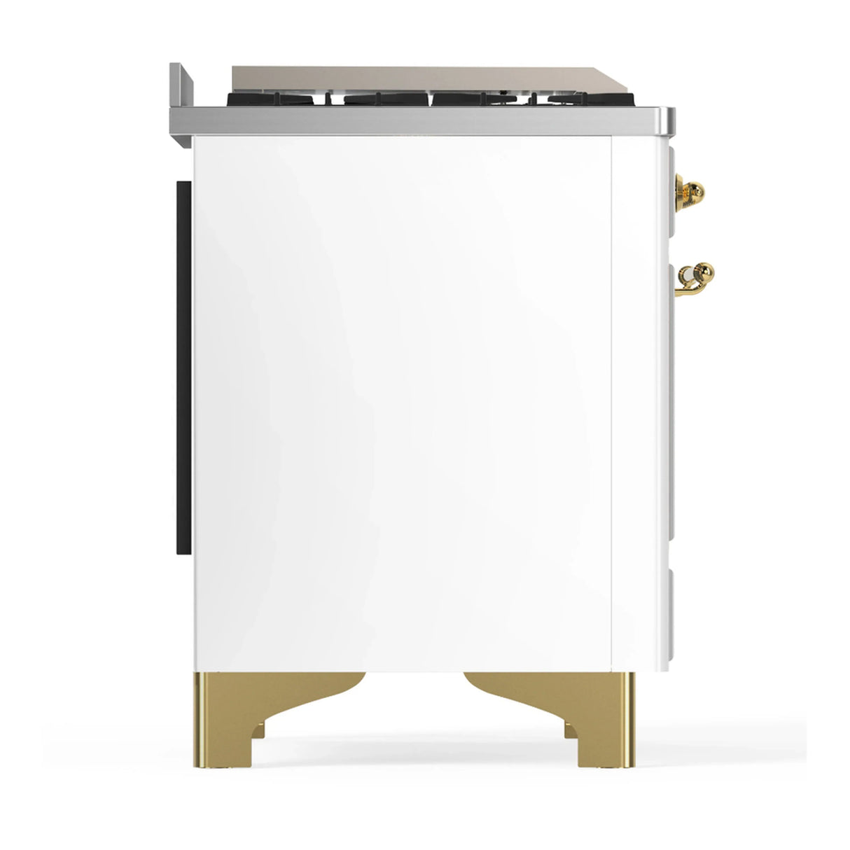 ILVE Majestic III 40-inch Dual Fuel Range with 5 Liquid Propane Burner, Griddle and Solid Door Electric Oven in White with Brass Trim (UMD40FQNR3WHGLP)