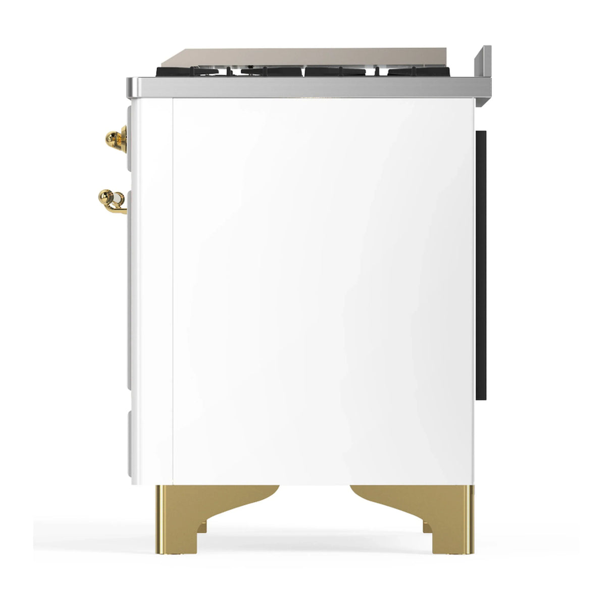 ILVE Majestic III 40-inch Dual Fuel Range with 5 Liquid Propane Burner, Griddle and Solid Door Electric Oven in White with Brass Trim (UMD40FQNR3WHGLP)