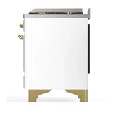 ILVE Majestic III 40-inch Dual Fuel Range with 5 Liquid Propane Burner, Griddle and Solid Door Electric Oven in White with Brass Trim (UMD40FQNR3WHGLP)