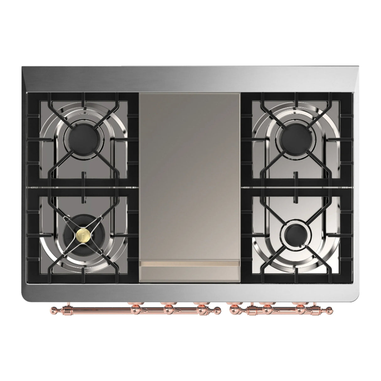 ILVE Majestic III 40-inch Dual Fuel Range with 5 Liquid Propane Burner, Griddle and Solid Door Electric Oven in White with Copper Trim (UMD40FQNR3WHPLP)
