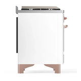ILVE Majestic III 40-inch Dual Fuel Range with 5 Liquid Propane Burner, Griddle and Solid Door Electric Oven in White with Copper Trim (UMD40FQNR3WHPLP)