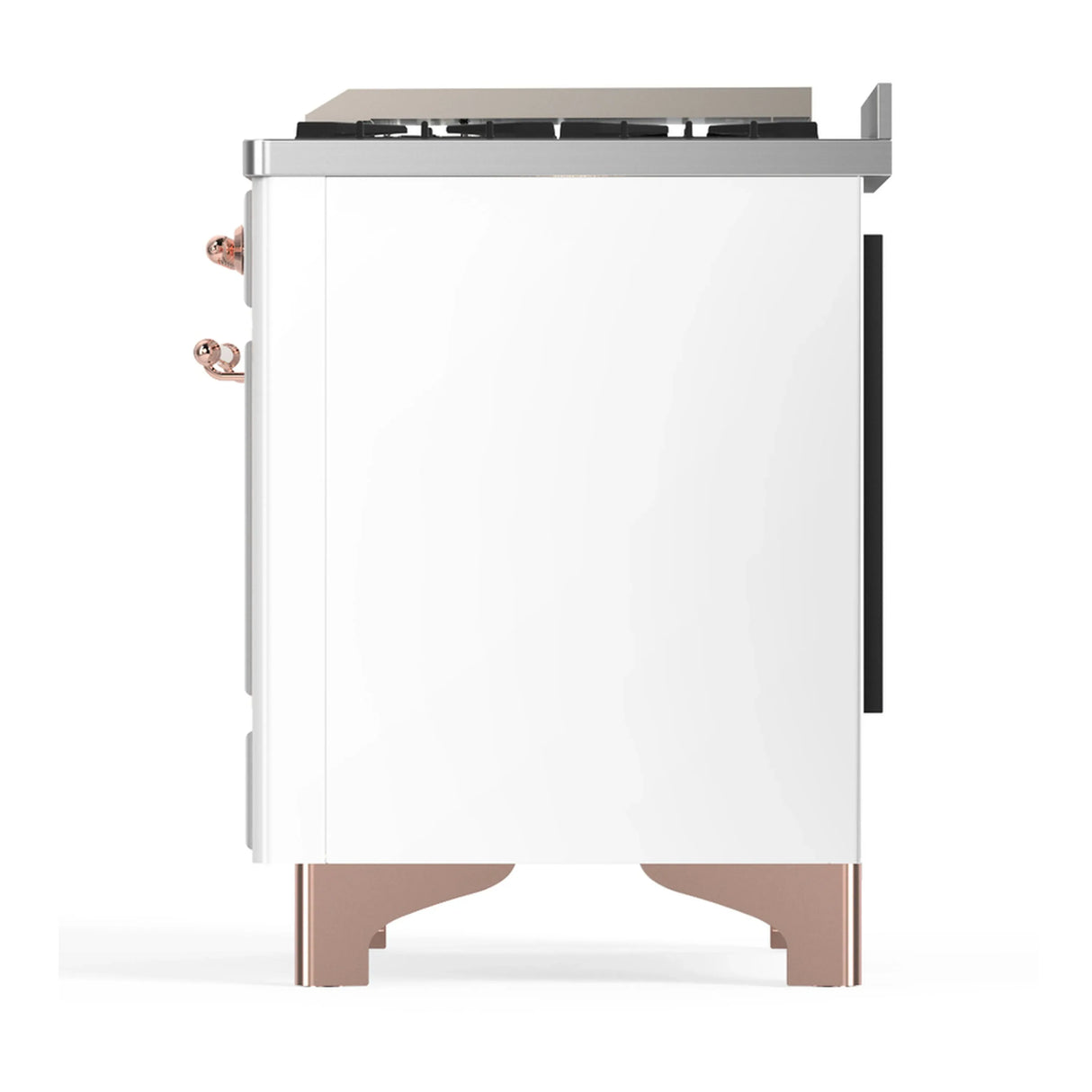 ILVE Majestic III 40-inch Dual Fuel Range with 6 Natural Gas Burner, Griddle and Solid Door Electric Oven in White with Copper Trim (UMD40FQNR3WHP)