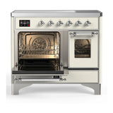 ILVE Majestic III 40-Inch Induction Range with 6 Induction Elements and Triple Glass Door Electric Oven in Antique White with Chrome Trim (UMDIB40NR3AWC)