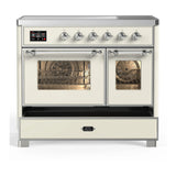 ILVE Majestic III 40-Inch Induction Range with 6 Induction Elements and Triple Glass Door Electric Oven in Antique White with Chrome Trim (UMDIB40NR3AWC)
