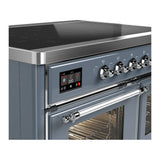 ILVE Majestic III 40-Inch Induction Range with 6 Induction Elements and Triple Glass Door Electric Oven in Blue Grey with Chrome Trim (UMDIB40NR3BGC)