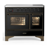 ILVE Majestic III 40-Inch Induction Range with 6 Induction Elements and Triple Glass Door Electric Oven in Glossy Black with Burnished Trim (UMDIB40NR3BKB)