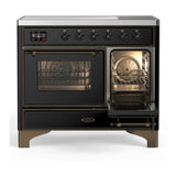 ILVE Majestic III 40-Inch Induction Range with 6 Induction Elements and Triple Glass Door Electric Oven in Glossy Black with Burnished Trim (UMDIB40NR3BKB)