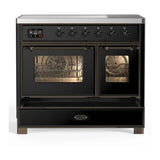 ILVE Majestic III 40-Inch Induction Range with 6 Induction Elements and Triple Glass Door Electric Oven in Glossy Black with Burnished Trim (UMDIB40NR3BKB)