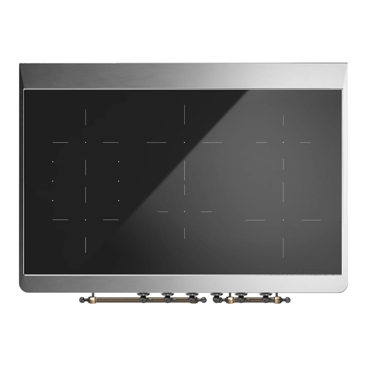 ILVE Majestic III 40-Inch Induction Range with 6 Induction Elements and Triple Glass Door Electric Oven in Glossy Black with Burnished Trim (UMDIB40NR3BKB)