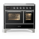 ILVE Majestic III 40-Inch Induction Range with 6 Induction Elements and Triple Glass Door Electric Oven in Glossy Black with Chrome Trim (UMDIB40NR3BKC)