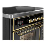 ILVE Majestic III 40-Inch Induction Range with 6 Induction Elements and Triple Glass Door Electric Oven in Glossy Black with Brass Trim (UMDIB40NR3BKG)