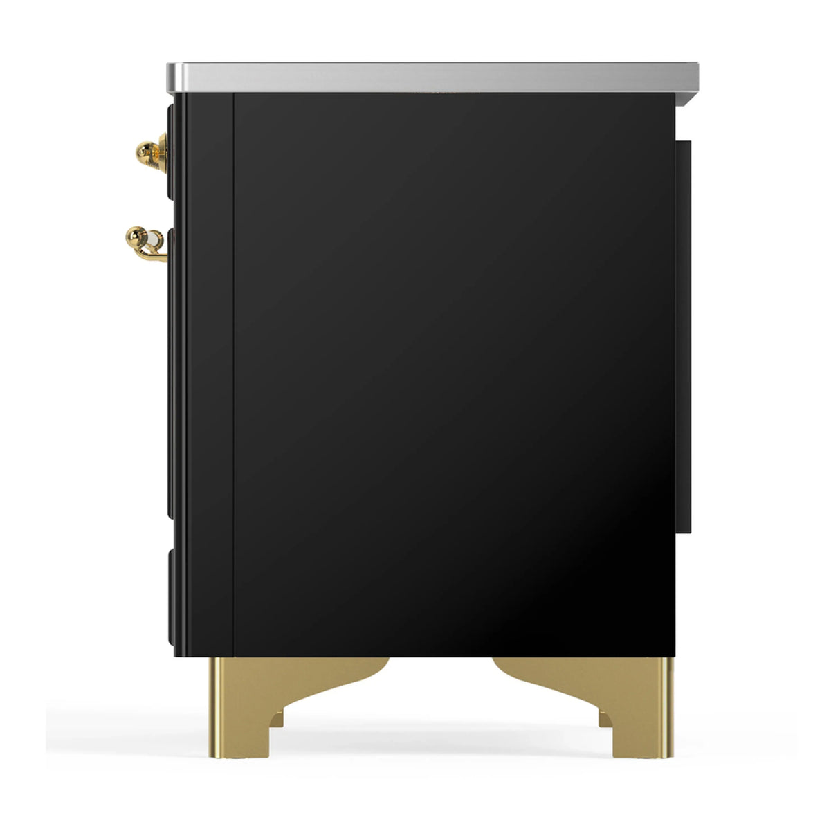 ILVE Majestic III 40-Inch Induction Range with 6 Induction Elements and Triple Glass Door Electric Oven in Glossy Black with Brass Trim (UMDIB40NR3BKG)