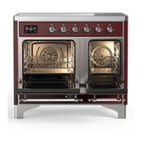 ILVE Majestic III 40-Inch Induction Range with 6 Induction Elements and Triple Glass Door Electric Oven in Burgundy with Chrome Trim (UMDIB40NR3BUC)