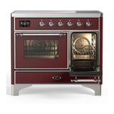 ILVE Majestic III 40-Inch Induction Range with 6 Induction Elements and Triple Glass Door Electric Oven in Burgundy with Chrome Trim (UMDIB40NR3BUC)