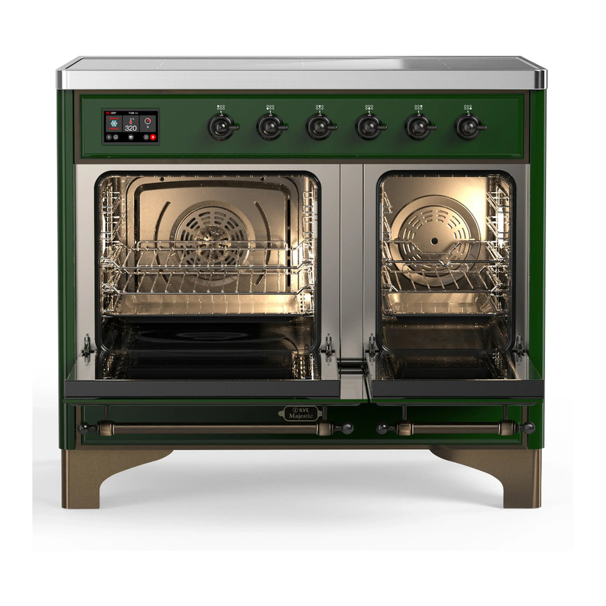 ILVE Majestic III 40-Inch Induction Range with 6 Induction Elements and Triple Glass Door Electric Oven in Emerald Green with Burnished Trim (UMDIB40NR3EGB)