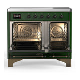 ILVE Majestic III 40-Inch Induction Range with 6 Induction Elements and Triple Glass Door Electric Oven in Emerald Green with Burnished Trim (UMDIB40NR3EGB)