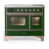 ILVE Majestic III 40-Inch Induction Range with 6 Induction Elements and Triple Glass Door Electric Oven in Emerald Green with Copper Trim (UMDIB40NR3EGP)