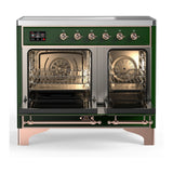 ILVE Majestic III 40-Inch Induction Range with 6 Induction Elements and Triple Glass Door Electric Oven in Emerald Green with Copper Trim (UMDIB40NR3EGP)