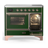 ILVE Majestic III 40-Inch Induction Range with 6 Induction Elements and Triple Glass Door Electric Oven in Emerald Green with Copper Trim (UMDIB40NR3EGP)