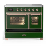 ILVE Majestic III 40-Inch Induction Range with 6 Induction Elements and Triple Glass Door Electric Oven in Emerald Green with Copper Trim (UMDIB40NR3EGP)