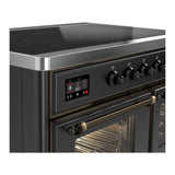 ILVE Majestic III 40-Inch Induction Range with 6 Induction Elements and Triple Glass Door Electric Oven in Matte Graphite with Burnished Trim (UMDIB40NR3MGB)