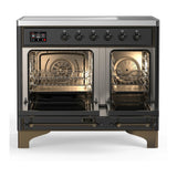 ILVE Majestic III 40-Inch Induction Range with 6 Induction Elements and Triple Glass Door Electric Oven in Matte Graphite with Burnished Trim (UMDIB40NR3MGB)