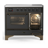 ILVE Majestic III 40-Inch Induction Range with 6 Induction Elements and Triple Glass Door Electric Oven in Matte Graphite with Burnished Trim (UMDIB40NR3MGB)