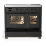 ILVE Majestic III 40-Inch Induction Range with 6 Induction Elements and Triple Glass Door Electric Oven in Matte Graphite with Burnished Trim (UMDIB40NR3MGB)