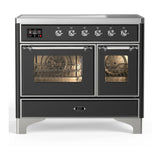 ILVE Majestic III 40-Inch Induction Range with 6 Induction Elements and Triple Glass Door Electric Oven in Matte Graphite with Chrome Trim (UMDIB40NR3MGC)